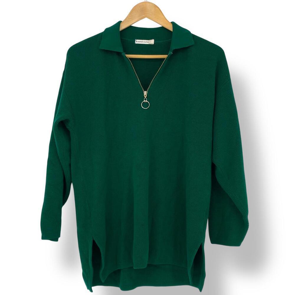 Karen Lessly Green Zip-Up Sweater Women's size small